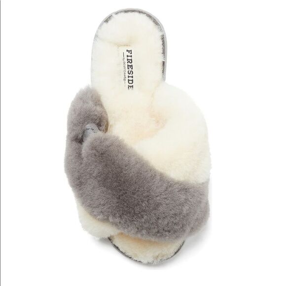 Fireside by Dearfoams New Castle Genuine Shearling Band Slide Slipper - Picture 4 of 5